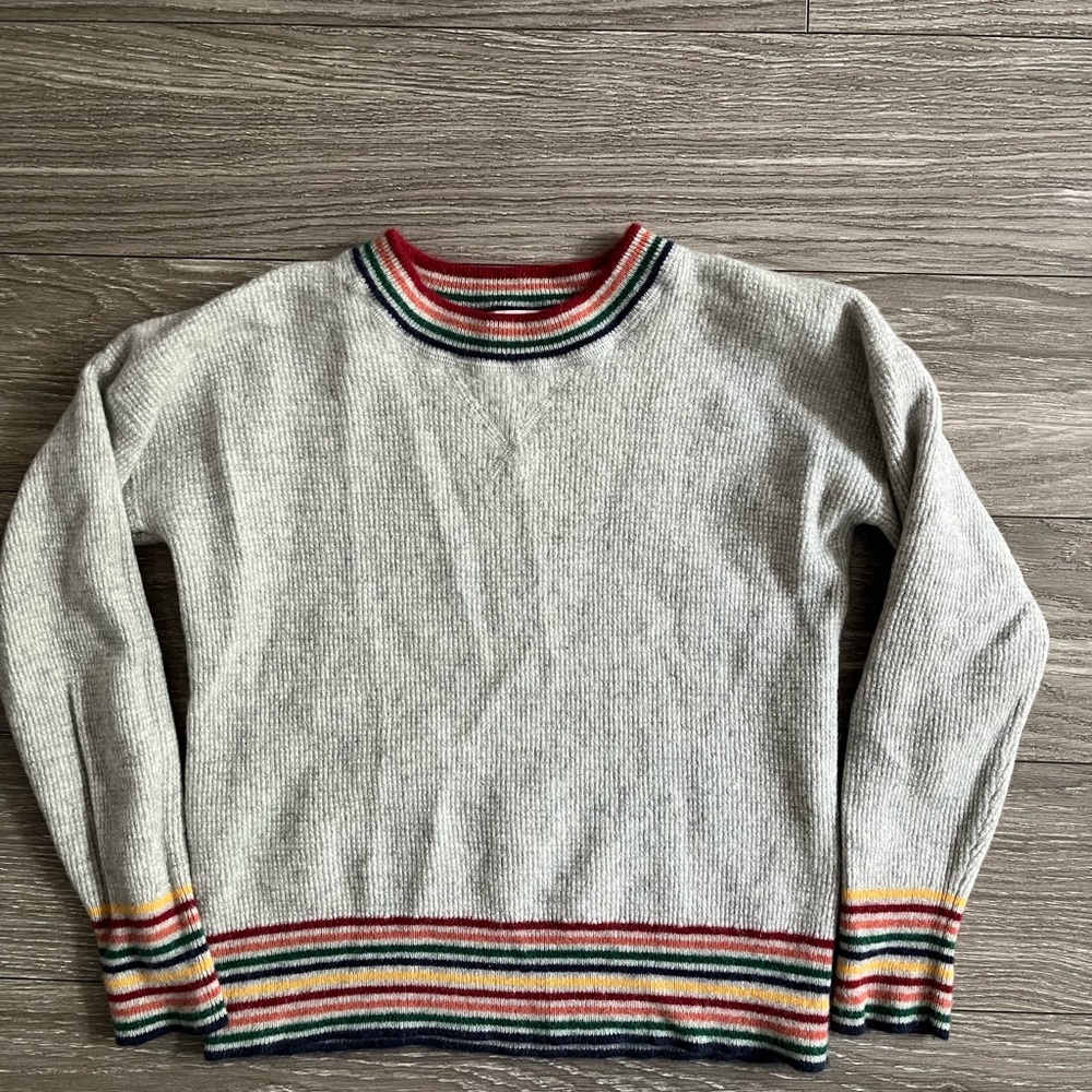 Madewell Rainbow Trim 100% cashmere sweater small